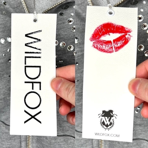 Wildfox Dolly Glitz Embellished Bejeweled Zip Up Hooded Sweatshirt Oversized XXS - Picture 8 of 17